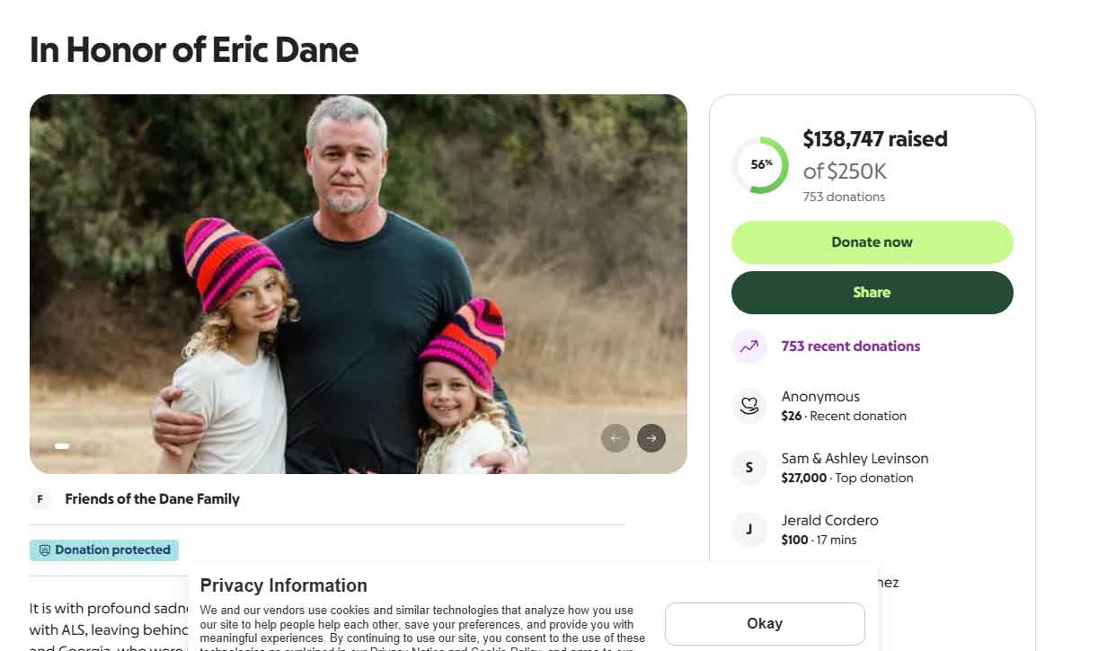 Huge donations made on Eric Dane GoFundMe